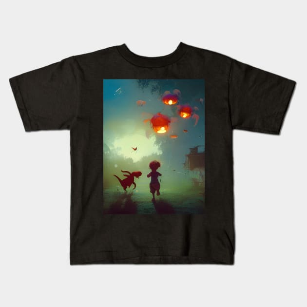 Playing at Childrens Hour Kids T-Shirt by LyndiiLoubie